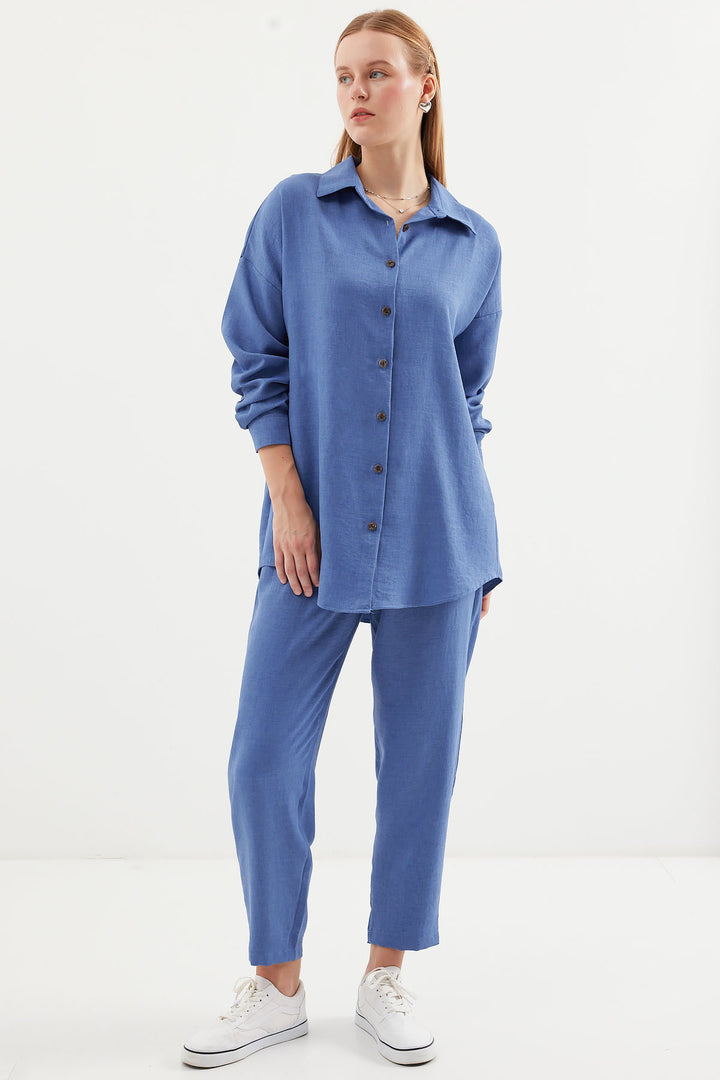 BGD Women Linen Two-Piece Set - Dark Indigo - Avondale