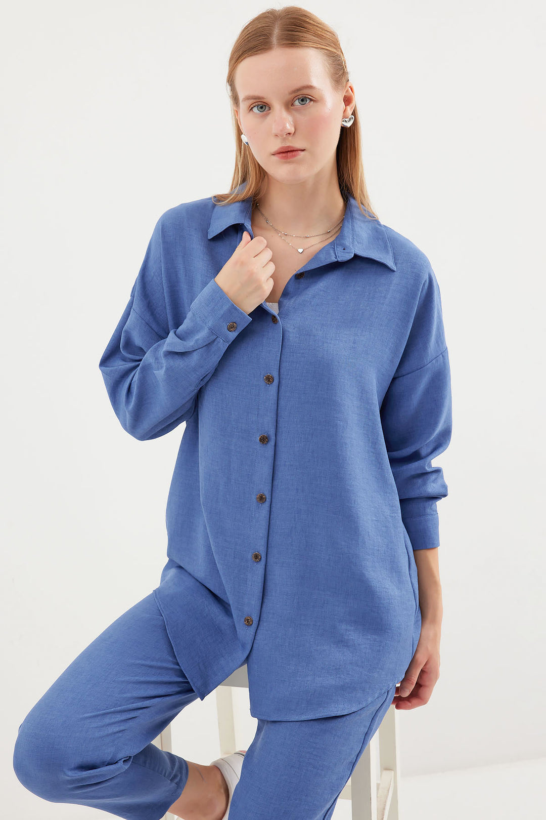 BGD Women Linen Two-Piece Set - Dark Indigo - Avondale
