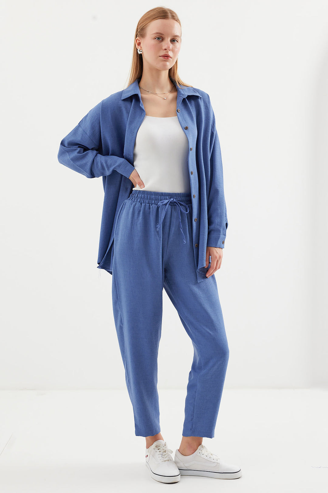 BGD Women Linen Two-Piece Set - Dark Indigo - Avondale