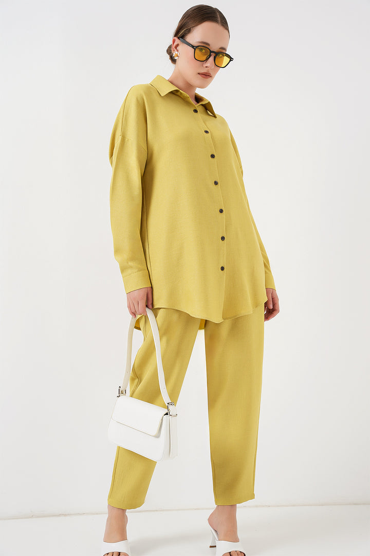 BGD Women Linen Two-Piece Set - Olive Green - Springville