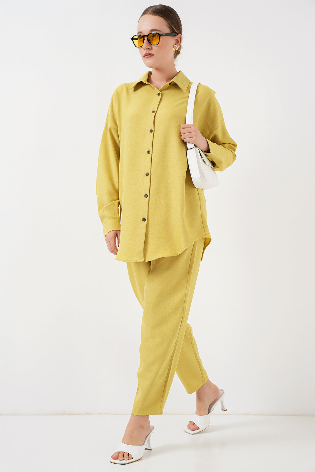 BGD Women Linen Two-Piece Set - Olive Green - Springville