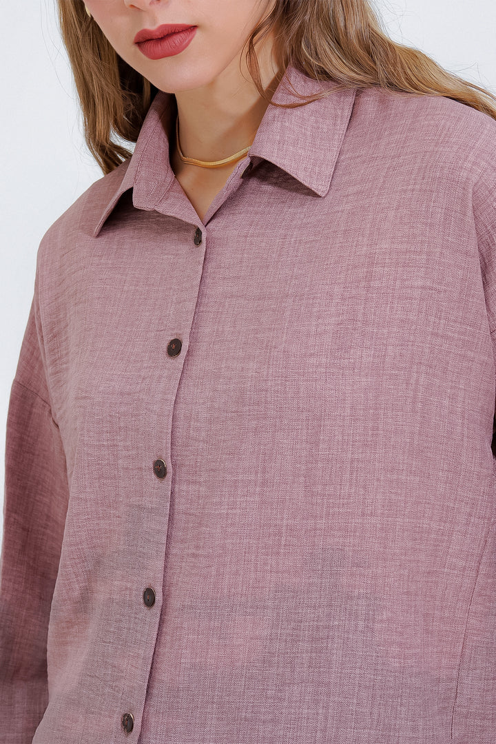 BGD Women Woman Rose Oversize Linen Top and Bottom Set 6622 - Avondale
