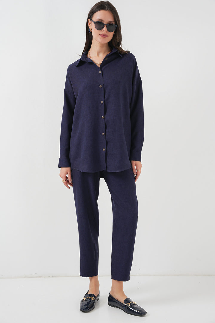 BGD Women Linen Two-Piece Set - Navy - Sokhumi
