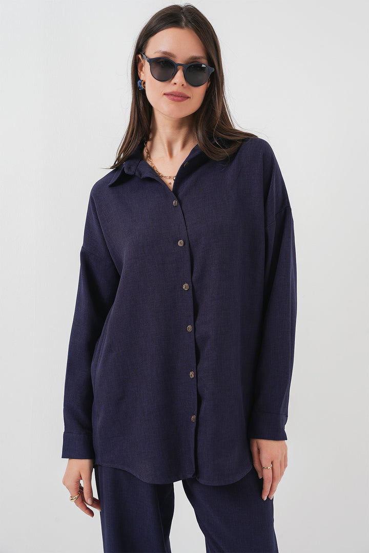 BGD Women Linen Two-Piece Set - Navy - Sokhumi