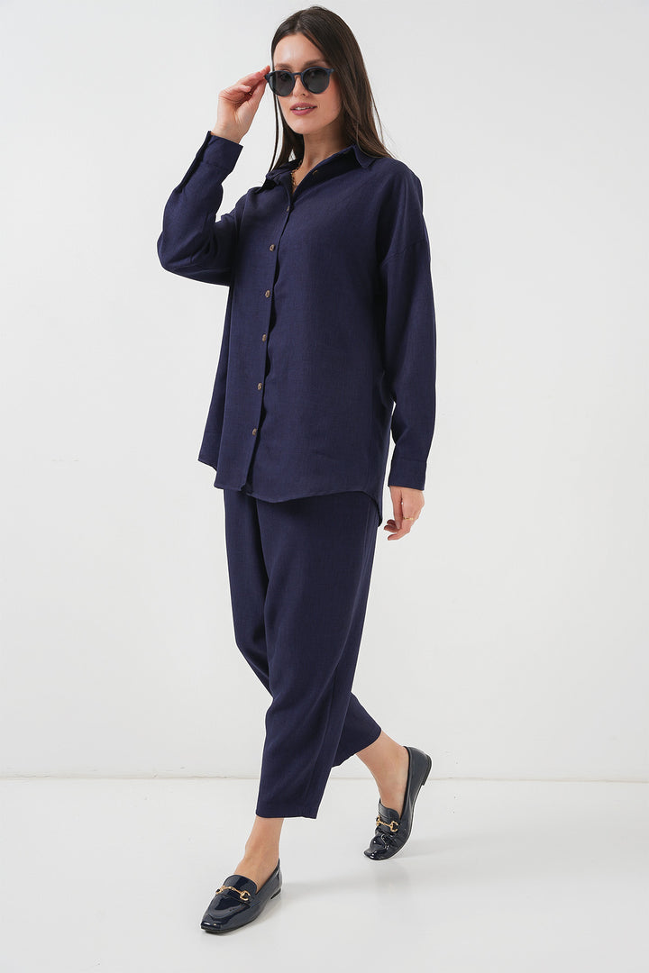 BGD Women Linen Two-Piece Set - Navy - Sokhumi