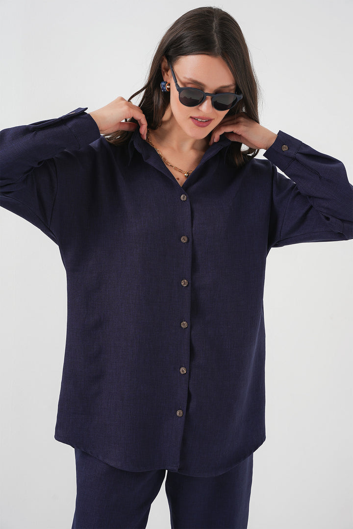 BGD Women Linen Two-Piece Set - Navy - Sokhumi