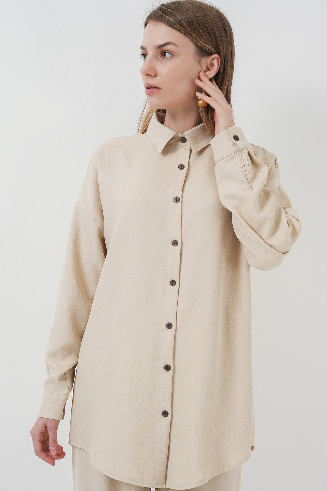 BGD Women Linen Two-Piece Set - Beige - Bristol