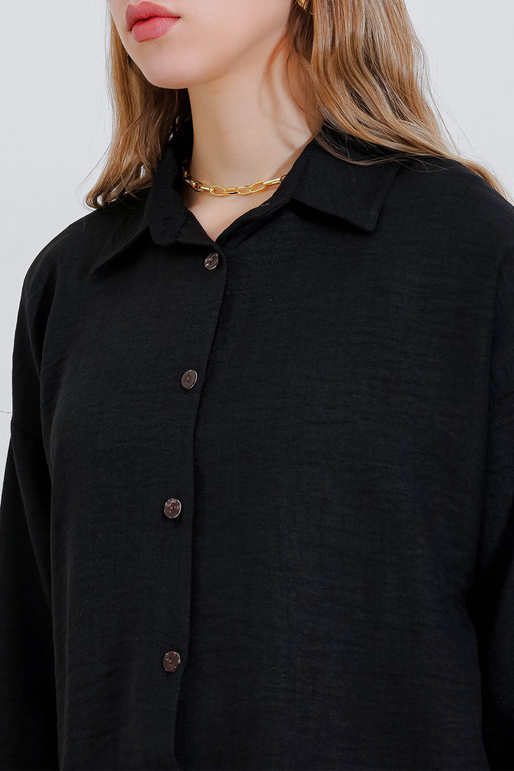 BGD Women Woman Black Oversized Linen Suit 6622 - Avondale