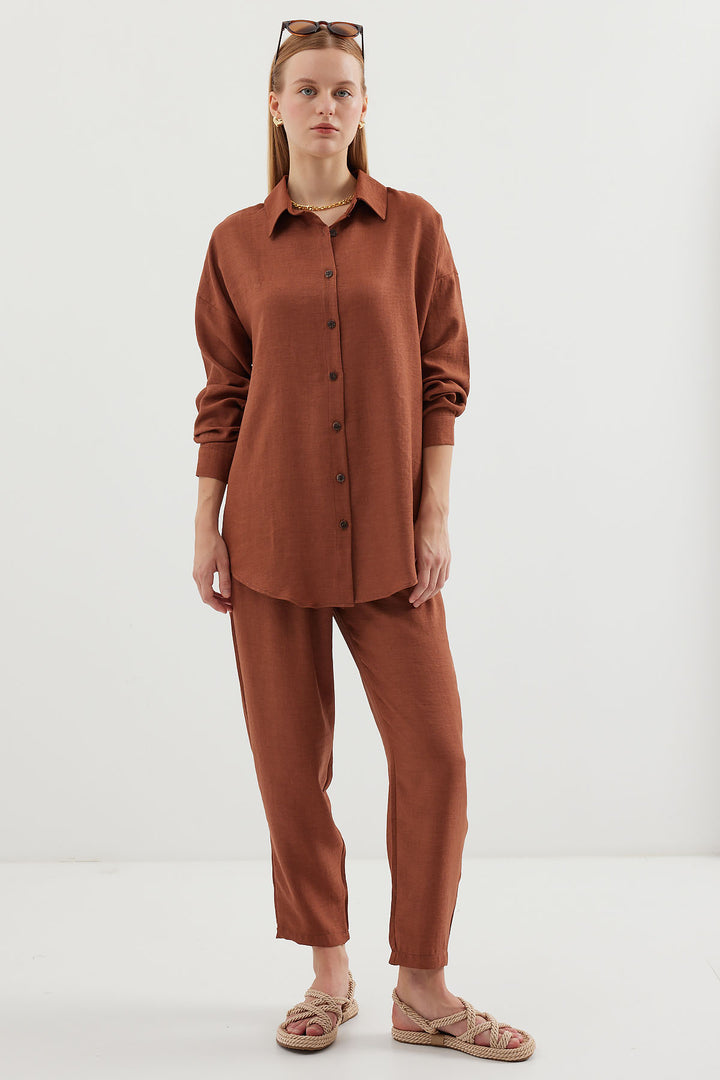 BGD Women Linen Two-Piece Set - Milky Coffee - Tequisquiapan