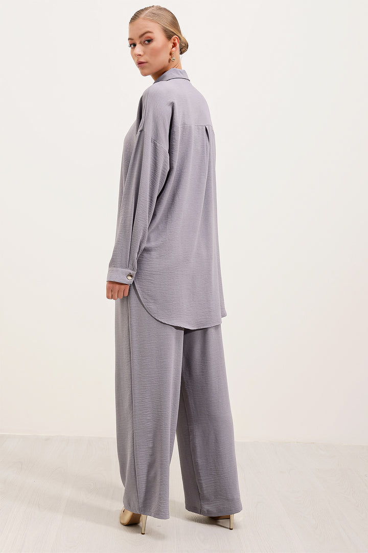 BGD Women Oversize Top and Bottom Set - Gray - Voerde