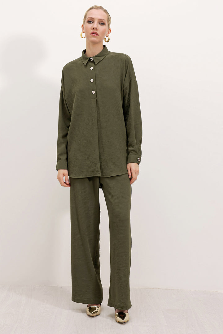 BGD Women Oversize Top and Bottom Set - Dark Khaki - Avondale