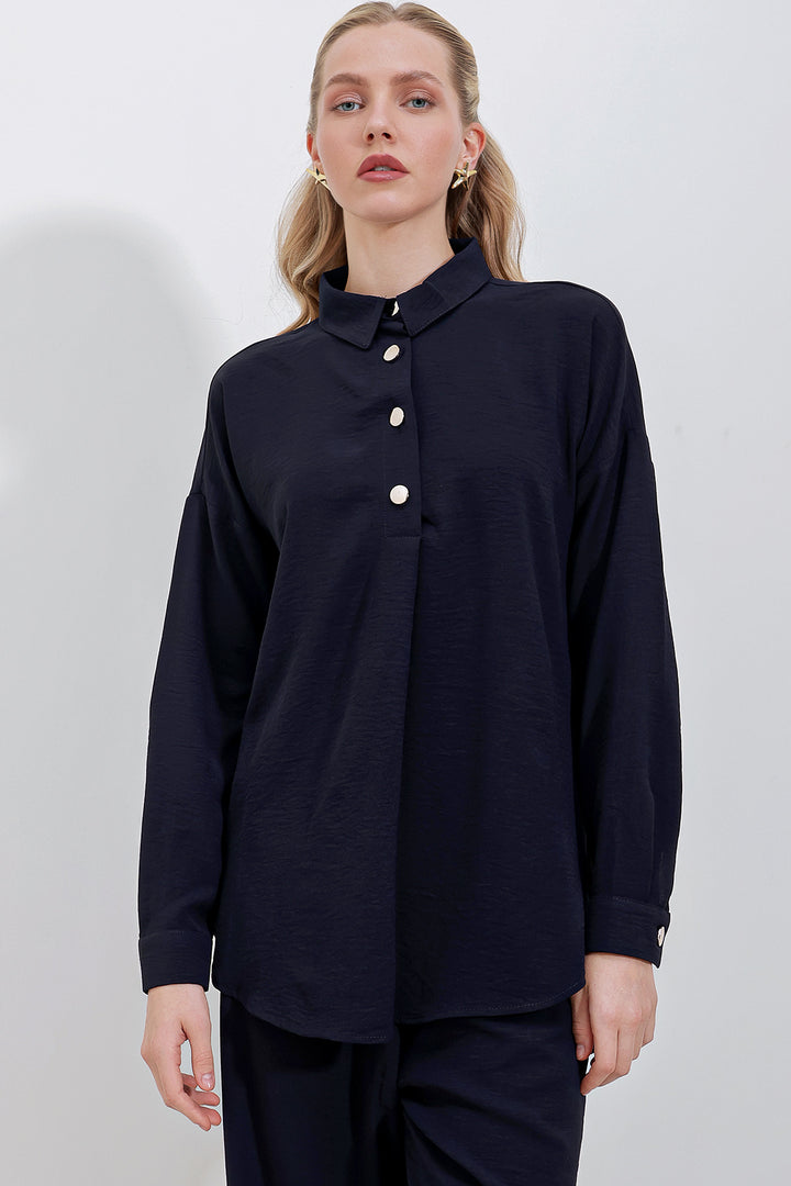 BGD Women Oversize Top and Bottom Set - Navy - Avondale