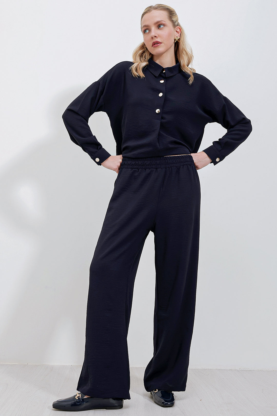 BGD Women Oversize Top and Bottom Set - Navy - Avondale