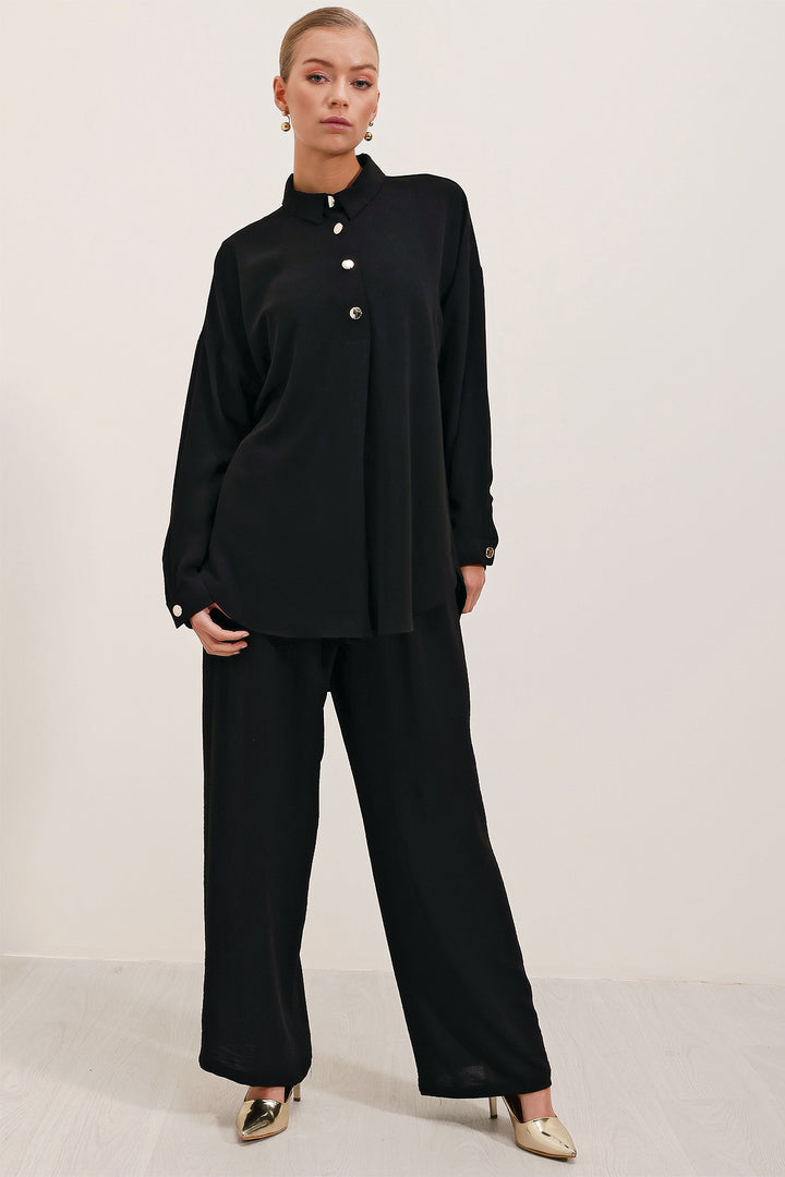 BGD Women Oversized Top and Bottom Set - Black - Avondale