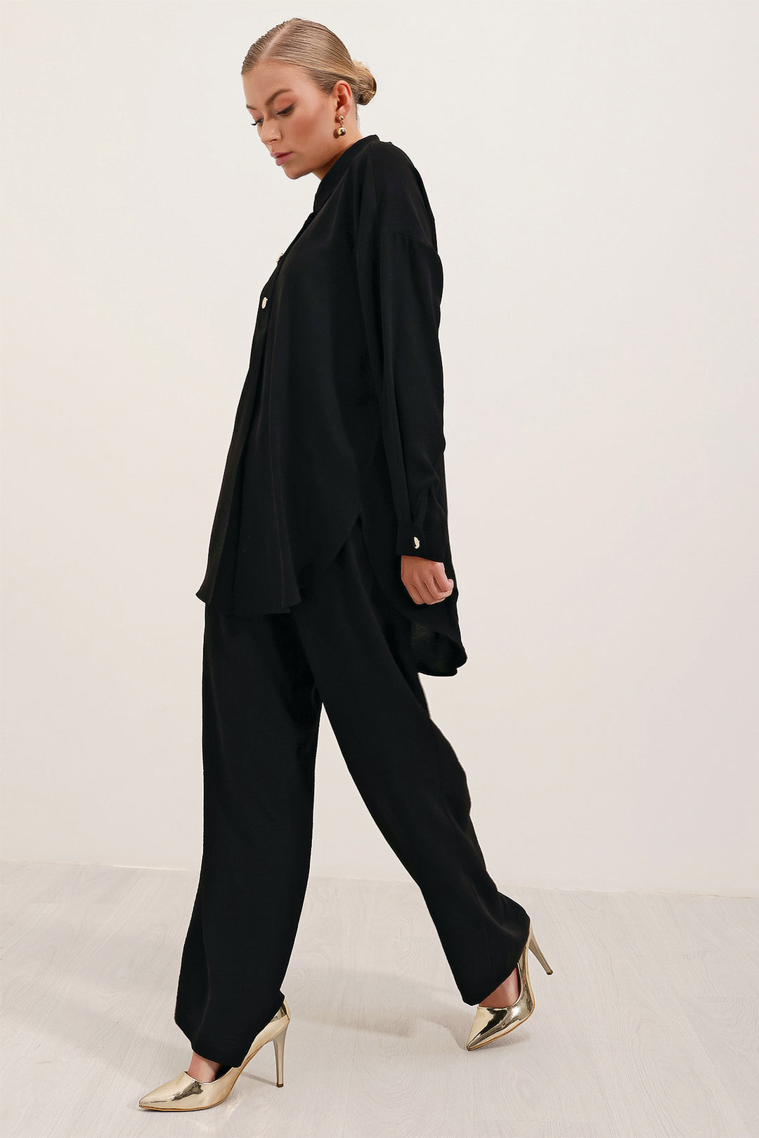 BGD Women Oversized Top and Bottom Set - Black - Avondale