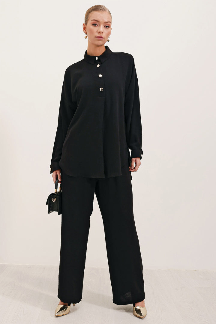 BGD Women Oversized Top and Bottom Set - Black - Avondale