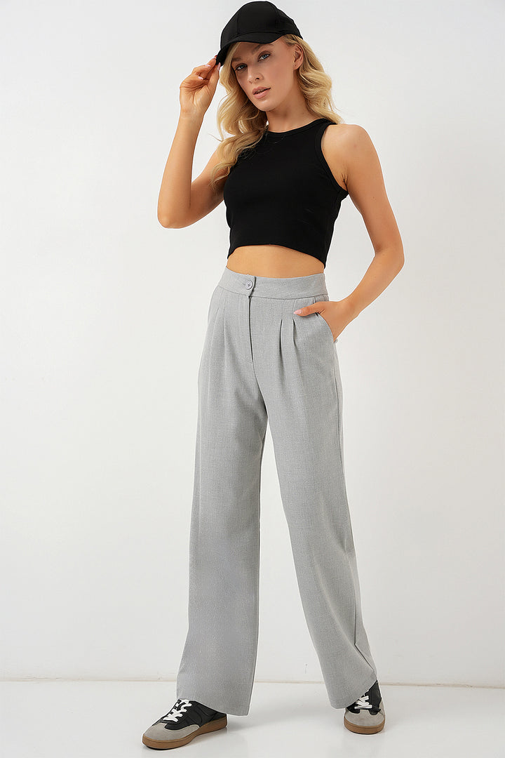 BGD Women High Waist Palazzo Pants - Ash Gray - Leeuwarden