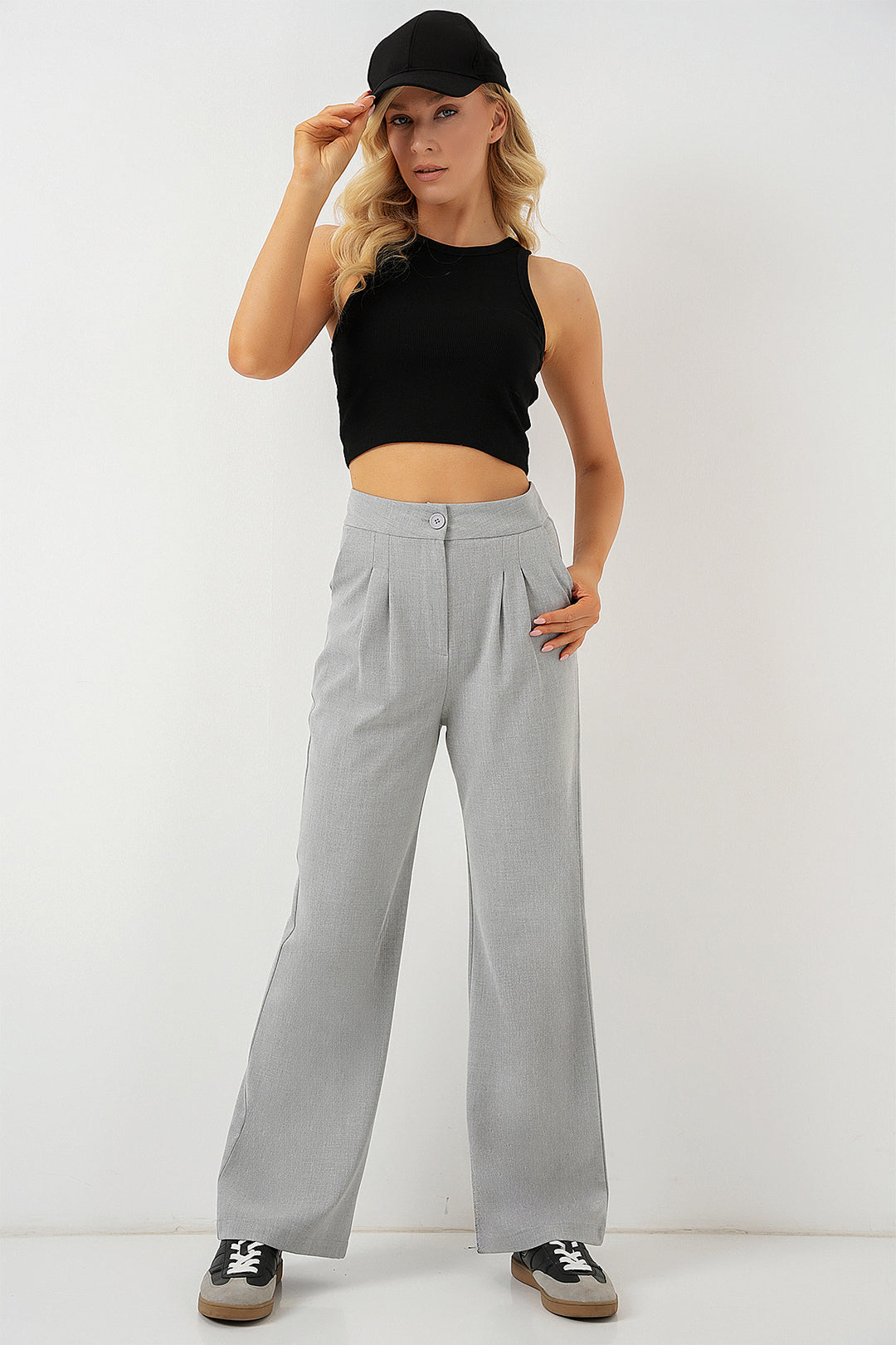 BGD Women High Waist Palazzo Pants - Ash Gray - Leeuwarden