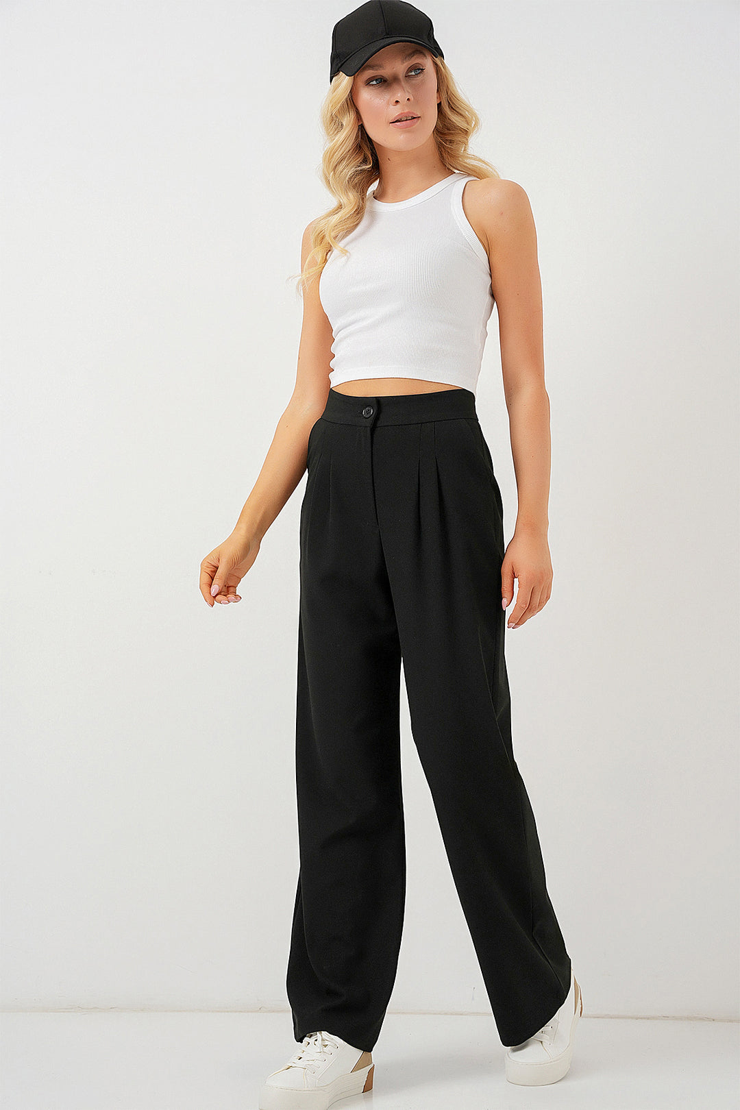 BGD Women High Waist Palazzo Pants - Deep Black - Mugnano di Napoli