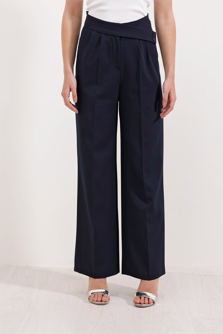 BGD Women Woman Navy High Waisted Palazzo Pants 6646 - Canicattì