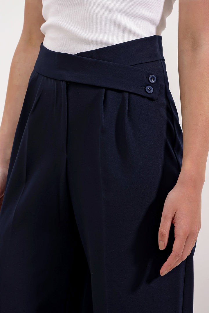 BGD Women Woman Navy High Waisted Palazzo Pants 6646 - Canicattì