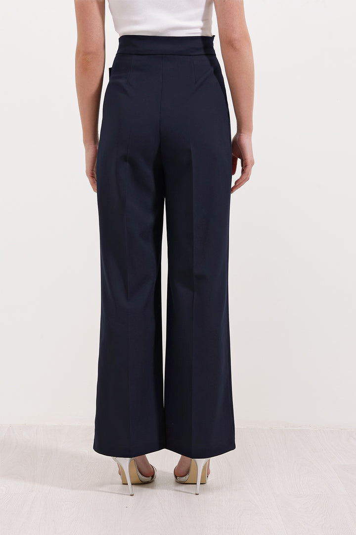 BGD Women Woman Navy High Waisted Palazzo Pants 6646 - Canicattì