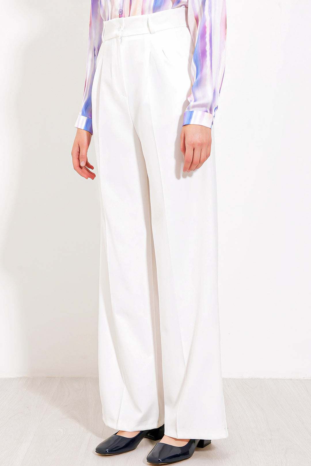 BGD Women Woman White Wide Leg Fabric Pants 6647 - Cluj-Napoca