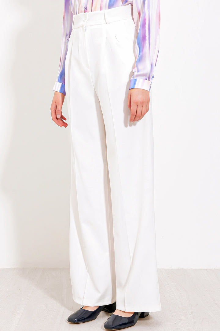 BGD Women Woman White Wide Leg Fabric Pants 6647 - Cluj-Napoca