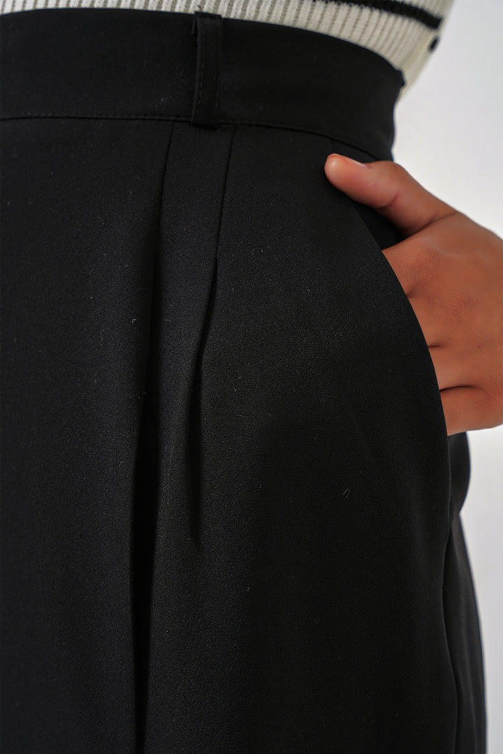 BGD Women Wide Leg Fabric Pants - Black - Bognor Regis
