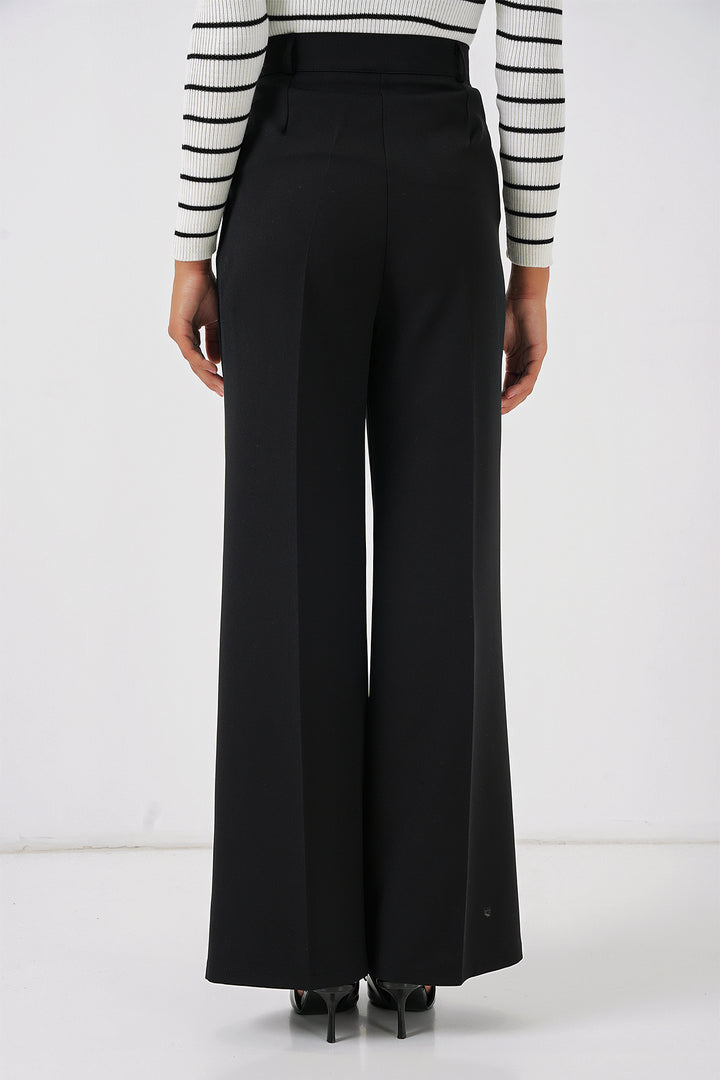 BGD Women Wide Leg Fabric Pants - Black - Bognor Regis