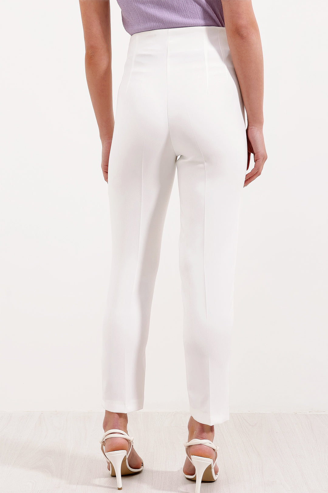 BGD Women Woman White High Waist Fabric Pants 6650 - Coimbra