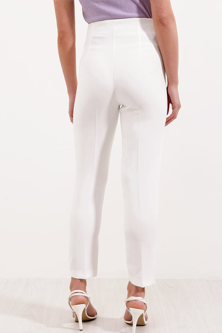 BGD Women Woman White High Waist Fabric Pants 6650 - Coimbra