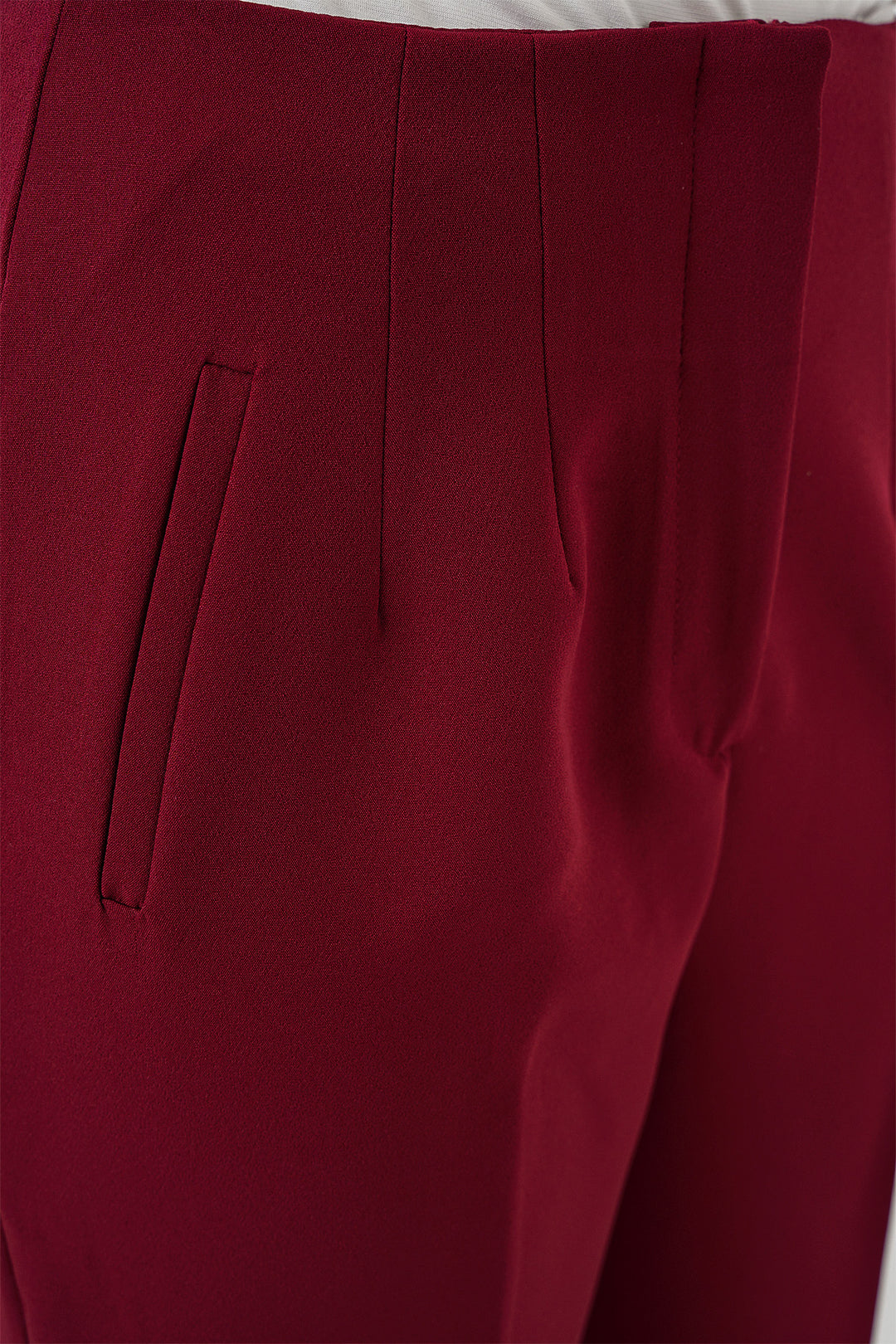BGD Women High Waist Fabric Pants - Burgundy - Poltava