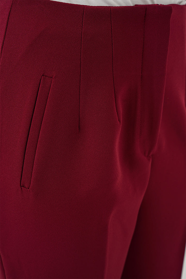 BGD Women High Waist Fabric Pants - Burgundy - Poltava