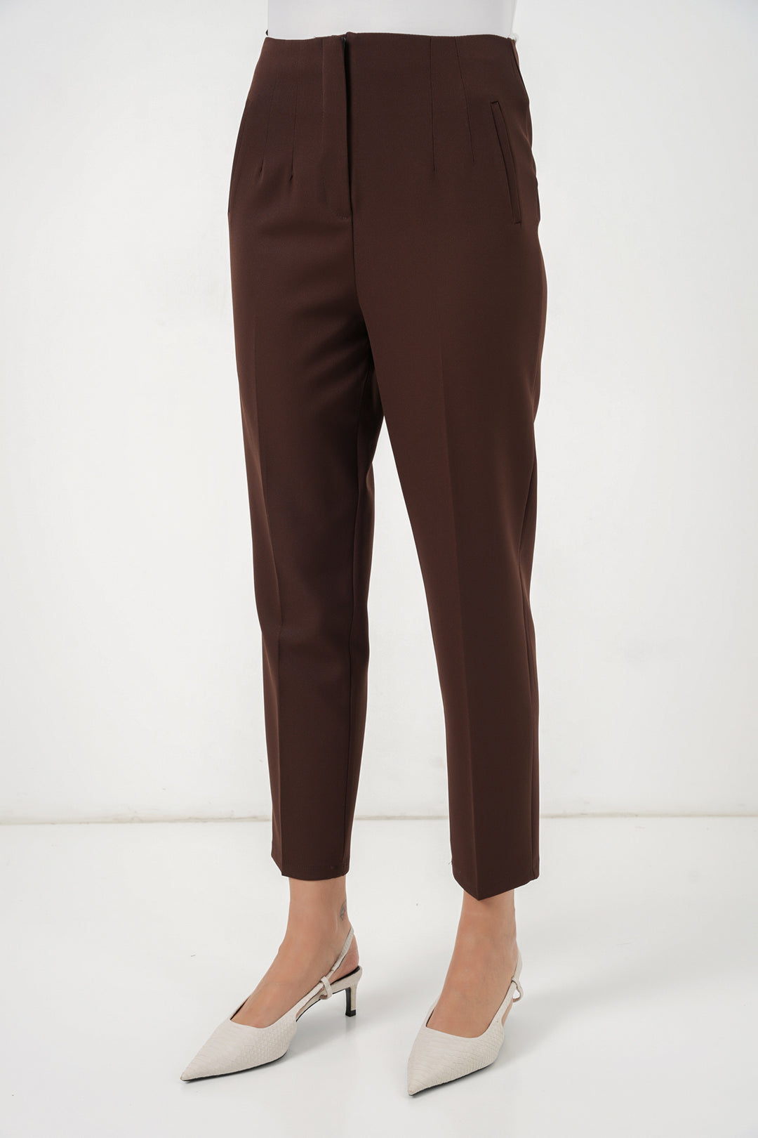 BGD Women Yüksek Bel Kumaş Pantolon - Kahverengi - Coventry
