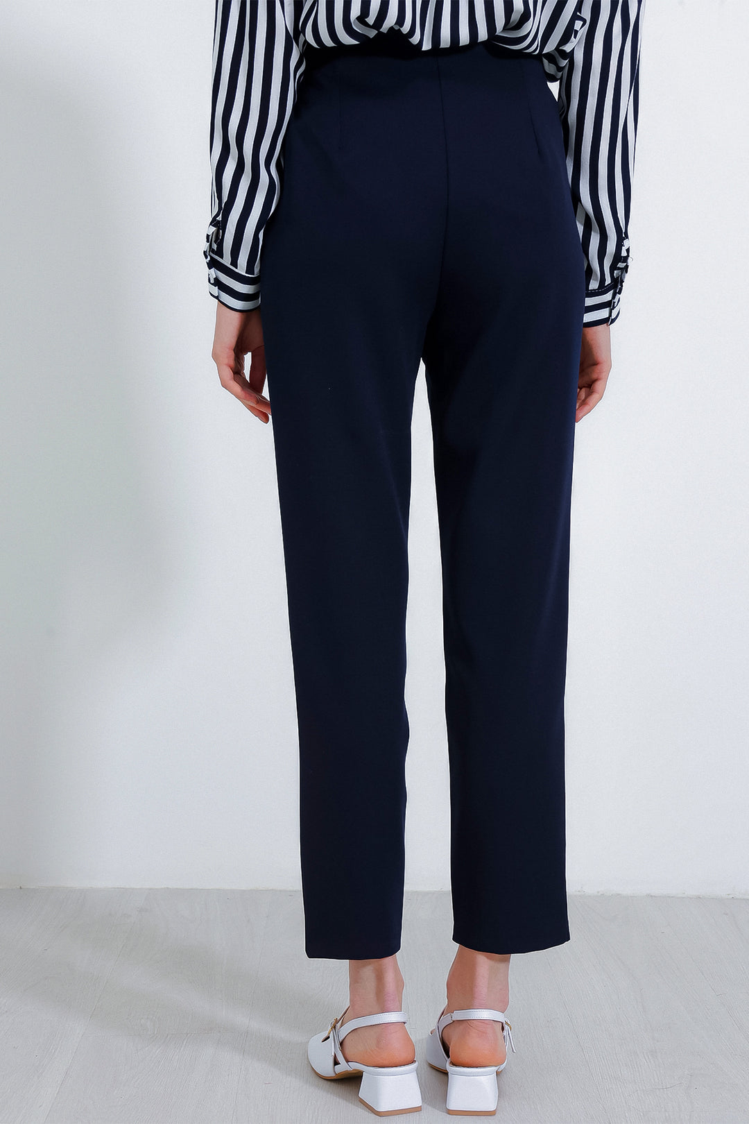 BGD Women Woman Navy High Waist Fabric Pants 6650 - Minden