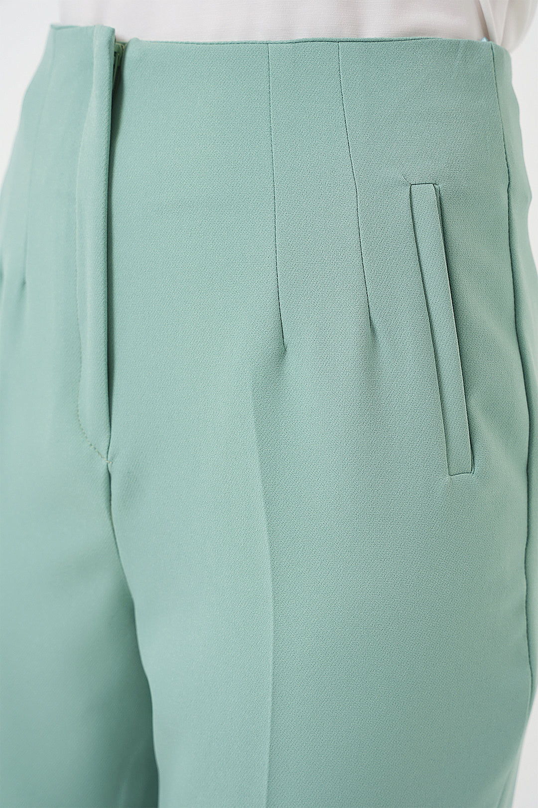 BGD Women High Waist Fabric Pants - Mint - Isla