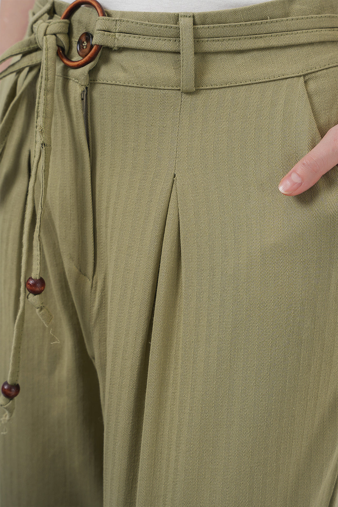 BGD Women Belted Linen Pants - Khaki - Lakewood
