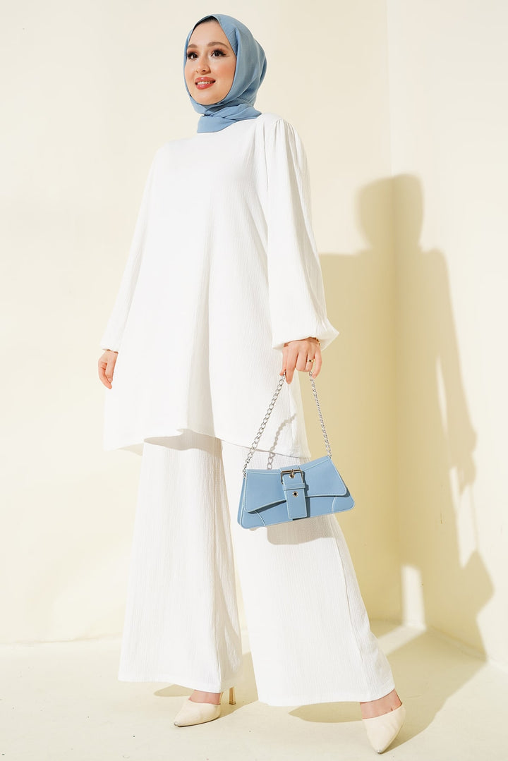 BGD Women Kadın Ekru Tunik Pantolon Alt Üst Takım 6663 - Huddersfield