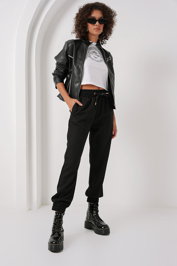 BGD Women Elasticated Sweatpants - Black - Deerfield Beach