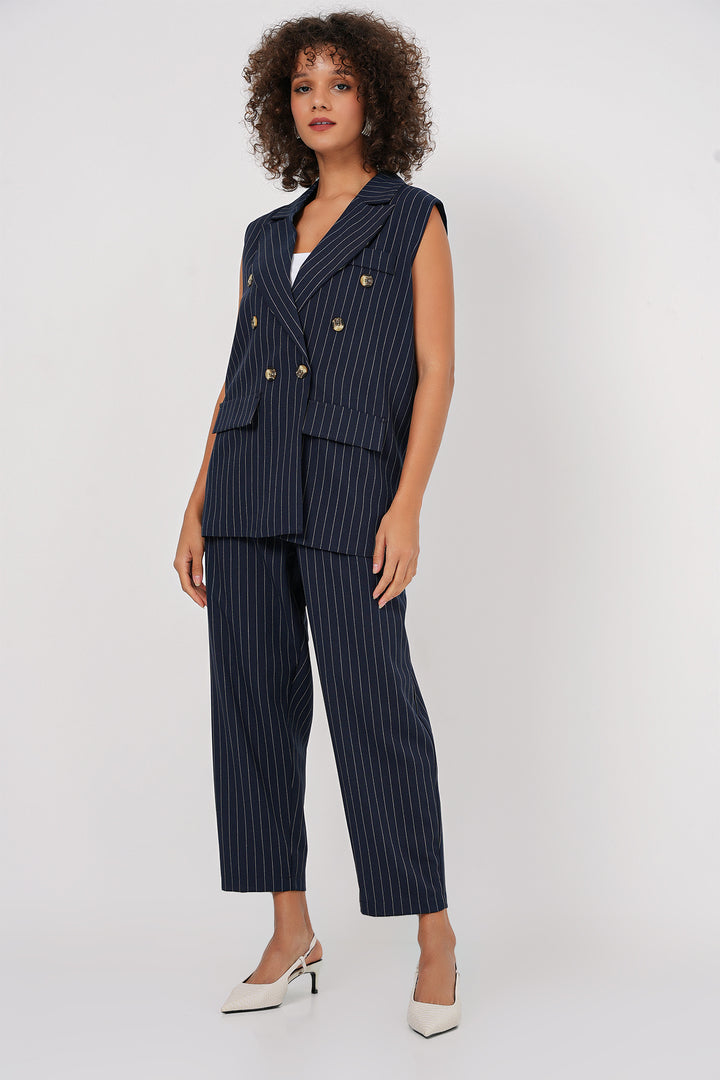BGD Women Double-Breasted Vest Pants Suit - Navy Blue - Port Coquitlam