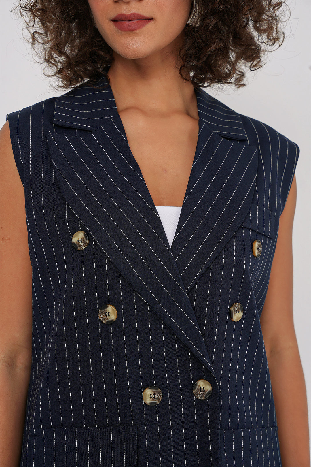 BGD Women Double-Breasted Vest Pants Suit - Navy Blue - Port Coquitlam