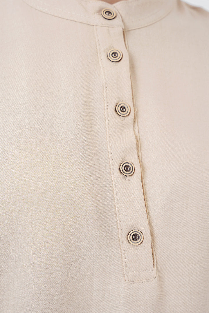 BGD Women Linen Tunic Pants Set - Beige - Vallejo