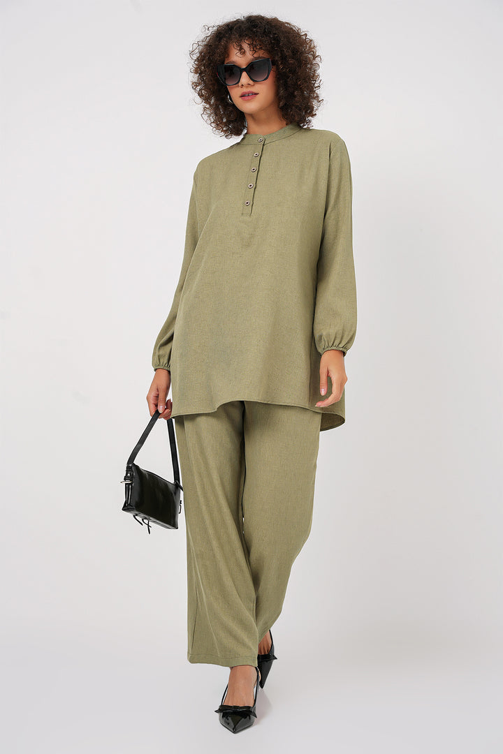 BGD Women Linen Tunic Pants Set - Çağla - Sfântu-Gheorghe