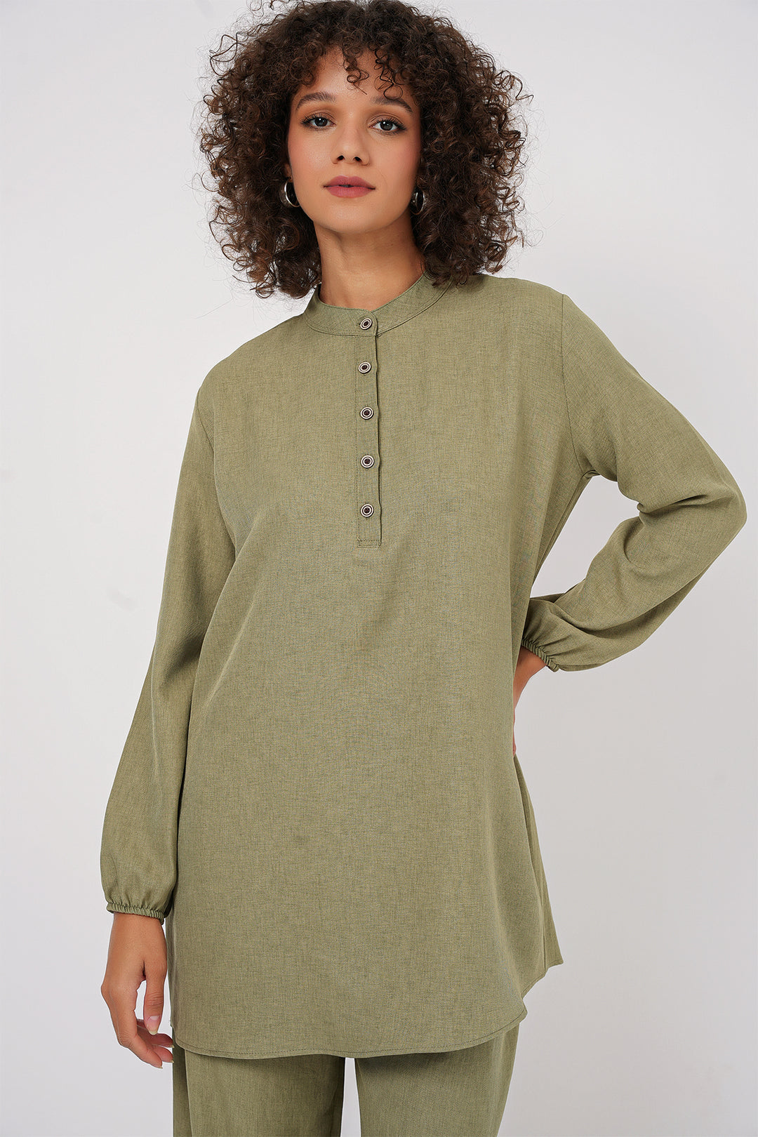 BGD Women Linen Tunic Pants Set - Çağla - Sfântu-Gheorghe