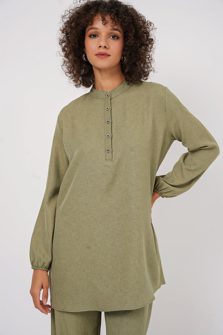 BGD Women Linen Tunic Pants Set - Çağla - Sfântu-Gheorghe