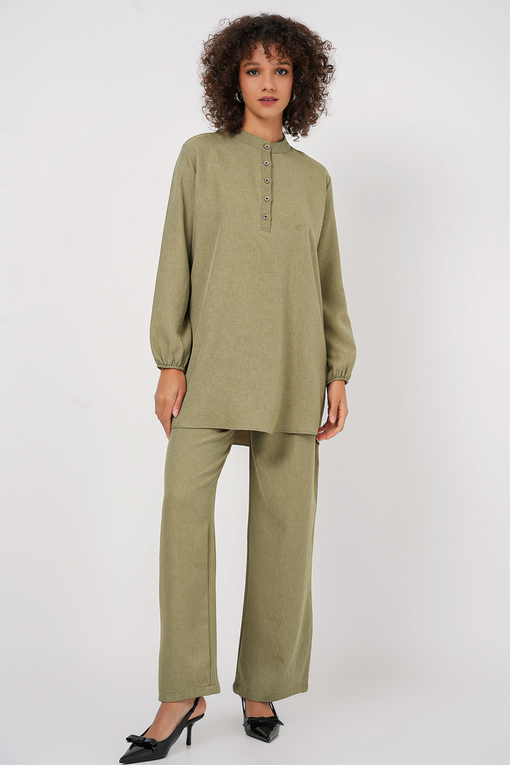 BGD Women Linen Tunic Pants Set - Çağla - Sfântu-Gheorghe