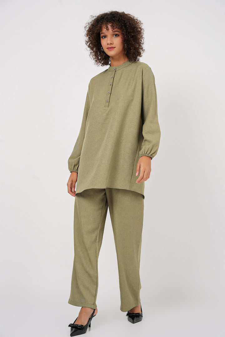 BGD Women Linen Tunic Pants Set - Çağla - Sfântu-Gheorghe