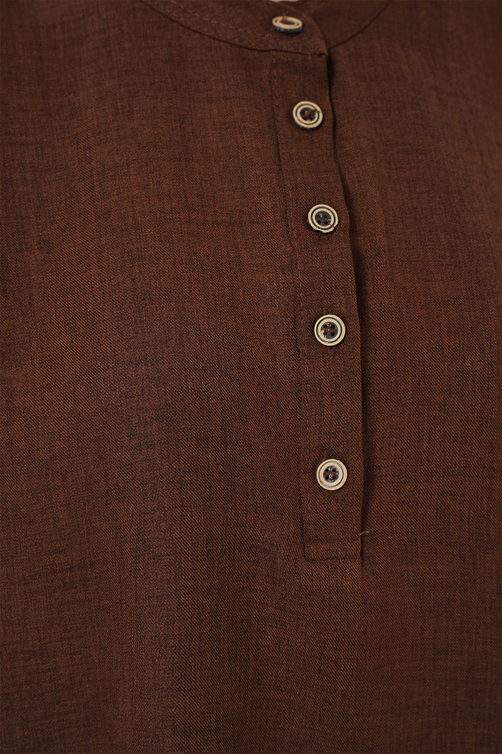 BGD Women Linen Tunic Pants Set - Brown - Ashford