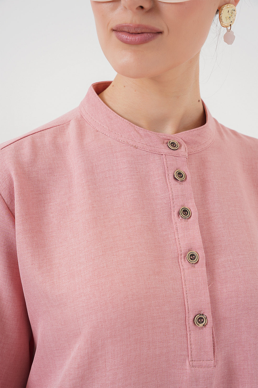 BGD Women Linen Tunic Pants Set - Pink - Frederick
